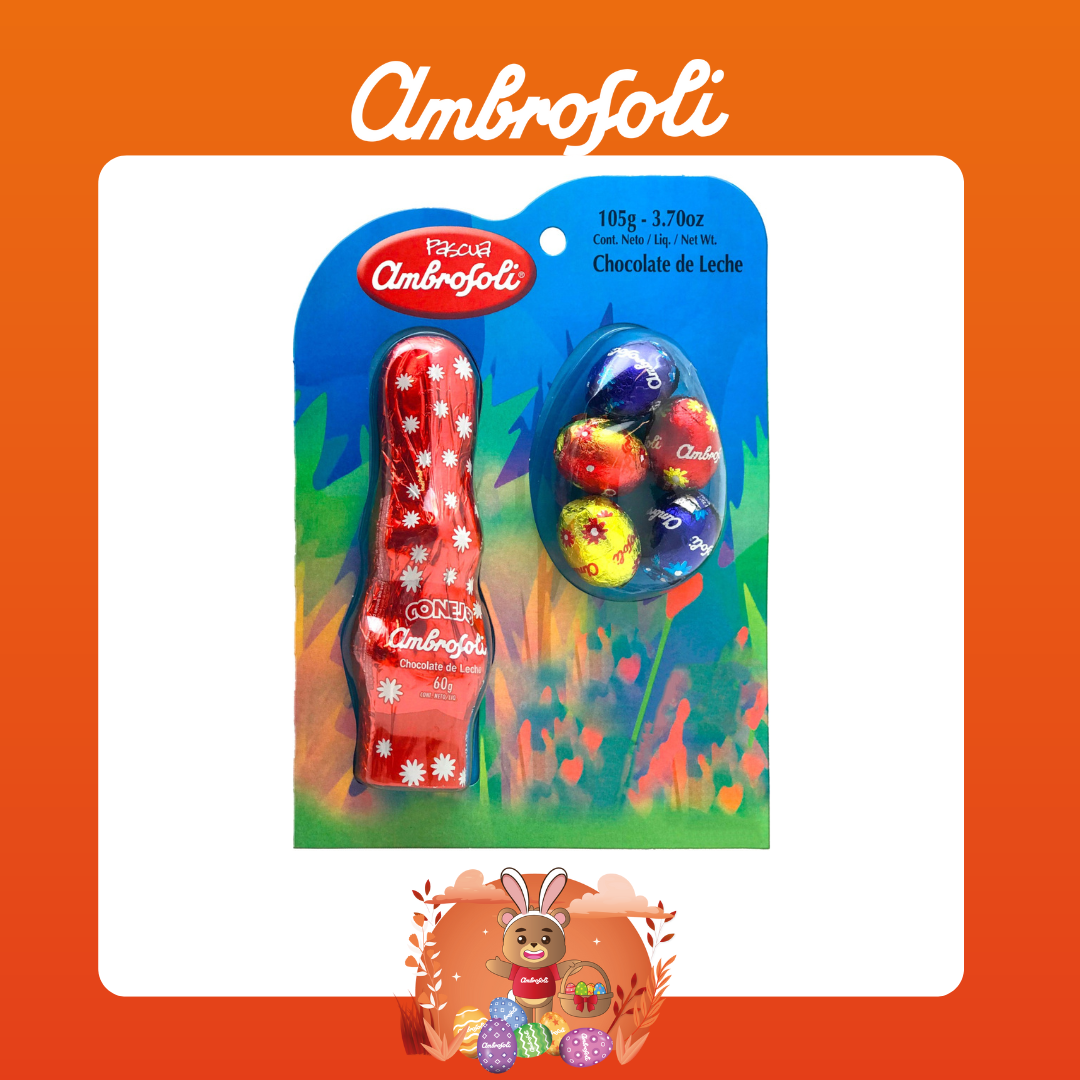 Conejo Ambrosoli con chocolate de leche 60 Gr