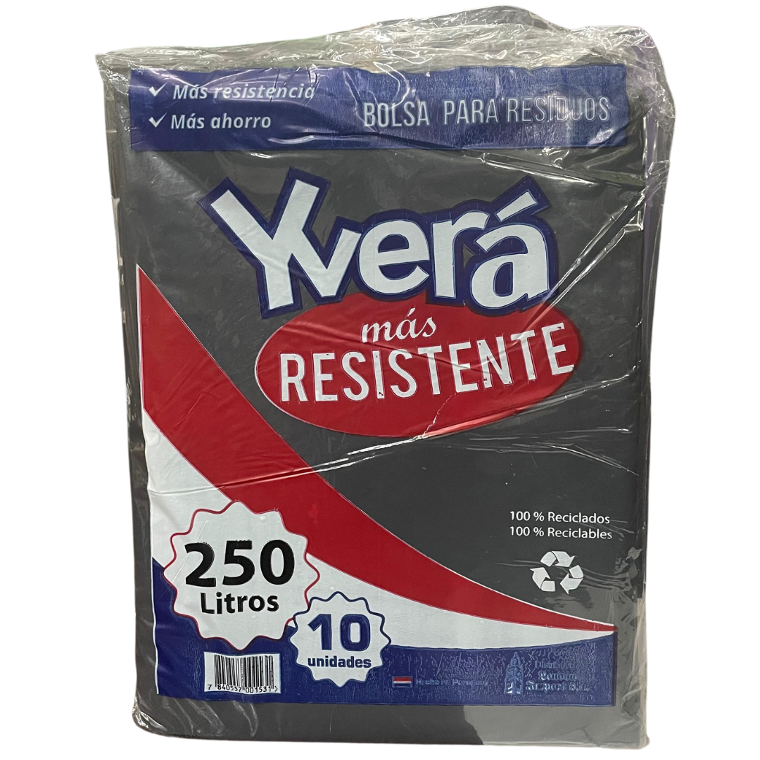 Yvera Bolsa Resistente Negro 250Lt 10 Unidades