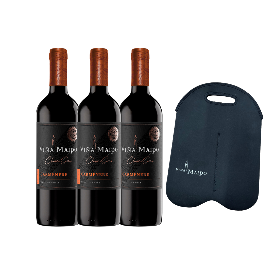 3 botellas Viña de Maipo Carmenere 750ML + portavino de regalo