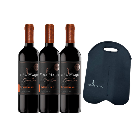 3 botellas Viña de Maipo Carmenere 750ML + portavino de regalo