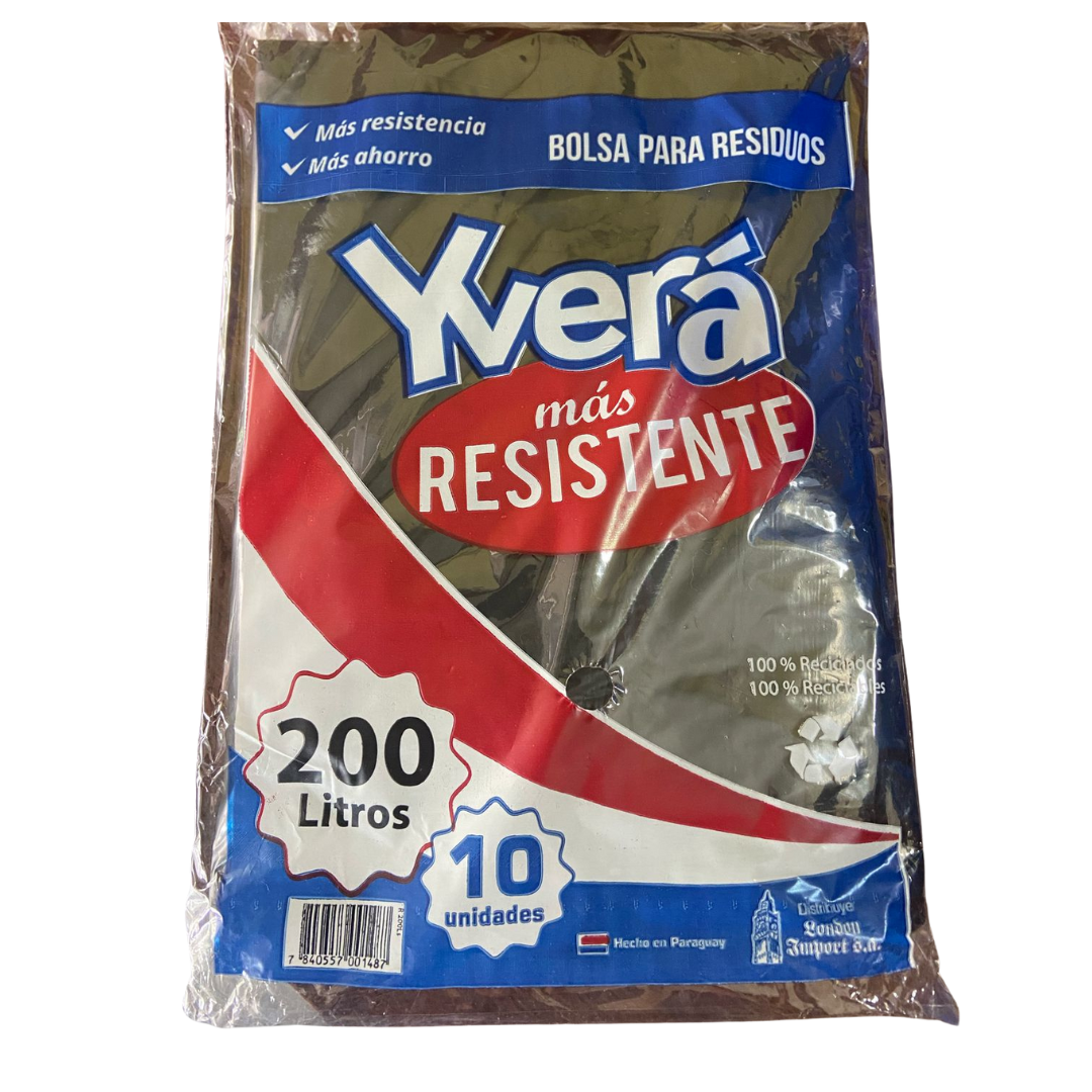 Yvera Bolsa Resistente Negro 200L 10 Unidades