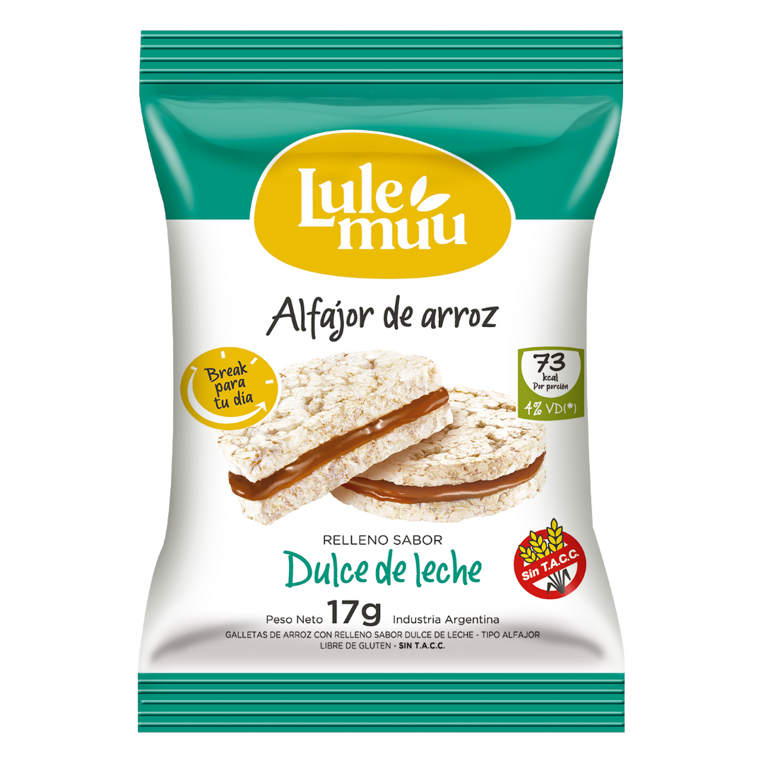 Lulemuu Alfajor Integral Relleno Sabor Dulce De Leche 17Gr