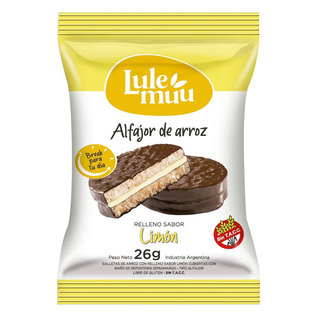 Lulemuu Alfajor Chocolate Relleno Sabor Limón 26Gr