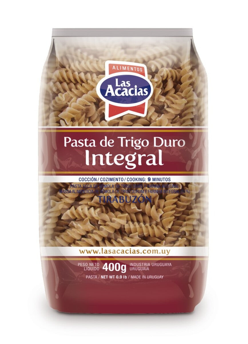 Fideo Integral Tirabuzón Las Acacias 400 Gr - Caja x12 Unidades