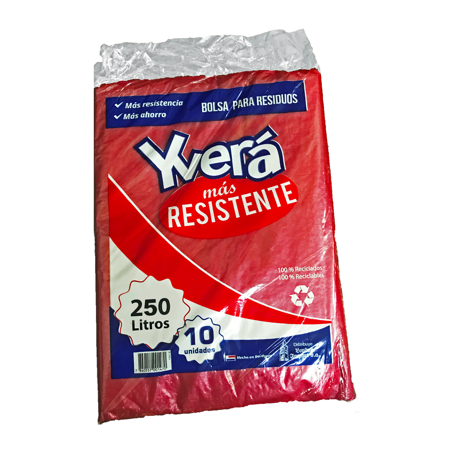 Yvera Bolsa Resistente Rojo 250Lts 10 Unidades