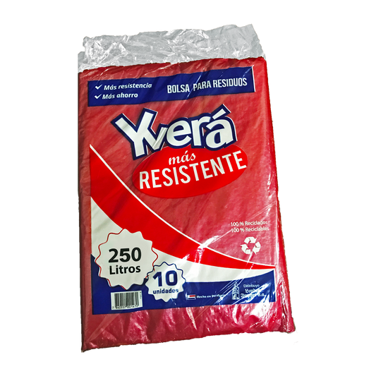 Yvera Bolsa Resistente Rojo 250Lts 10 Unidades