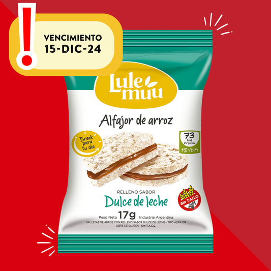 Alfajor de Arroz relleno de Dulce de Leche 17 Grs