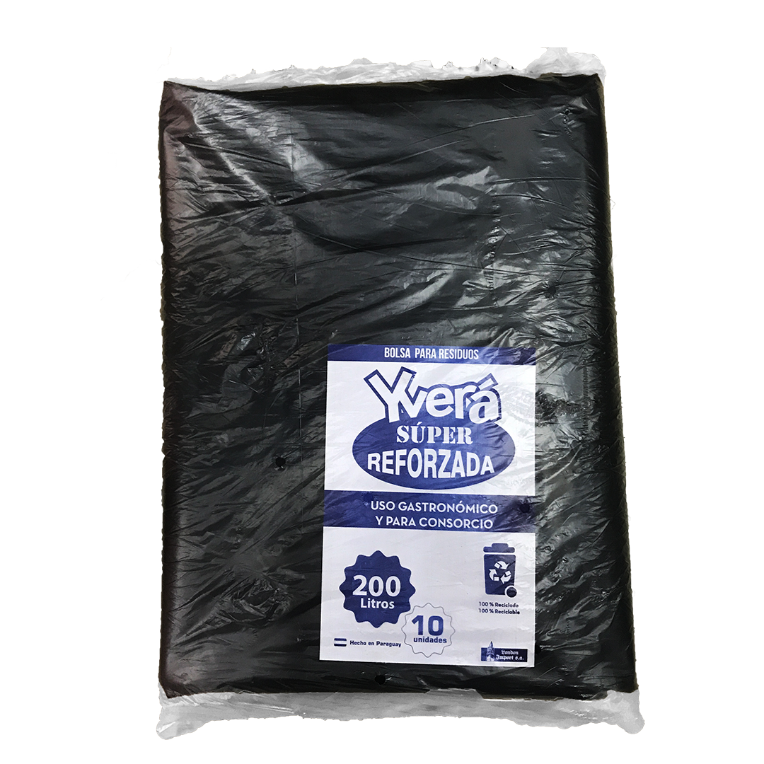 Yvera Bolsa Resistente Negro 200L 10 Unidades