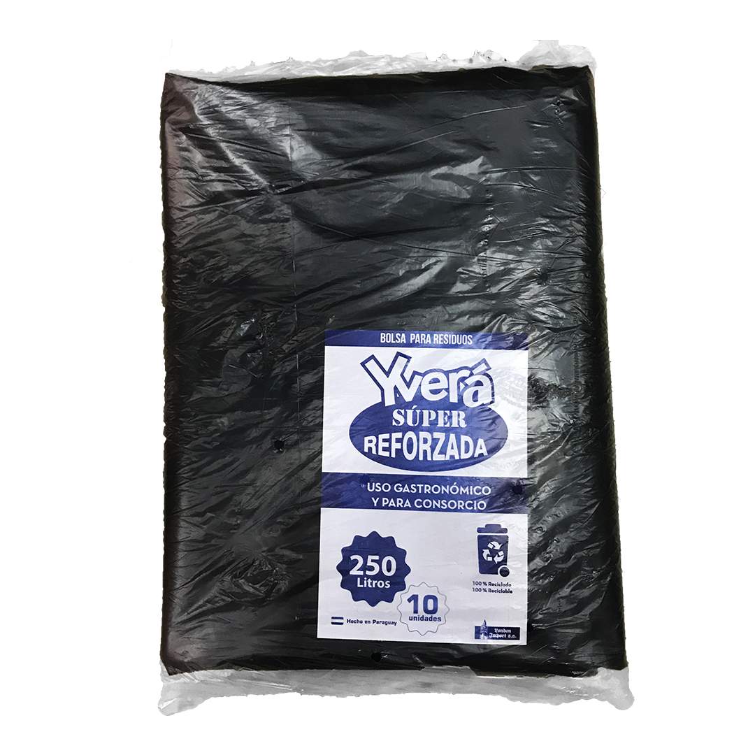 Yvera Bolsa Resistente Negro 250Lt 10 Unidades