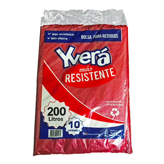 Yvera Bolsa Resistente Rojo 200L 10 Unidades