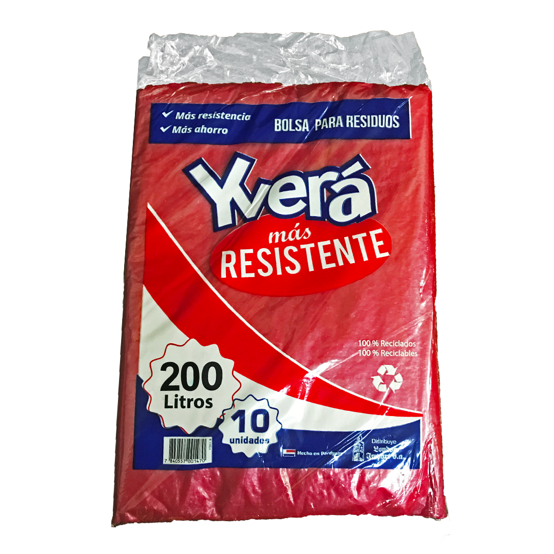 Yvera Bolsa Resistente Rojo 200L 10 Unidades