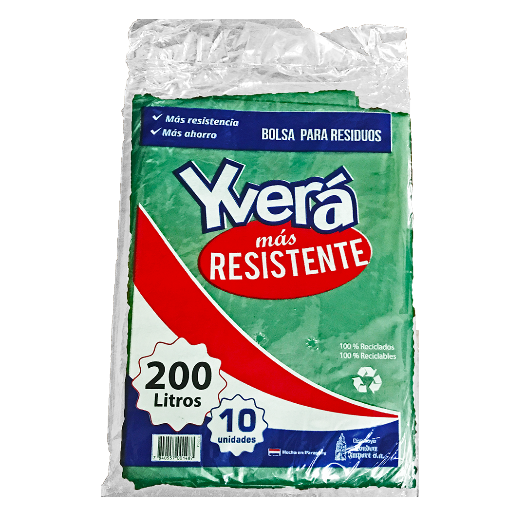 Yvera Bolsa Resistente Verde 200Lt 10 Unidades