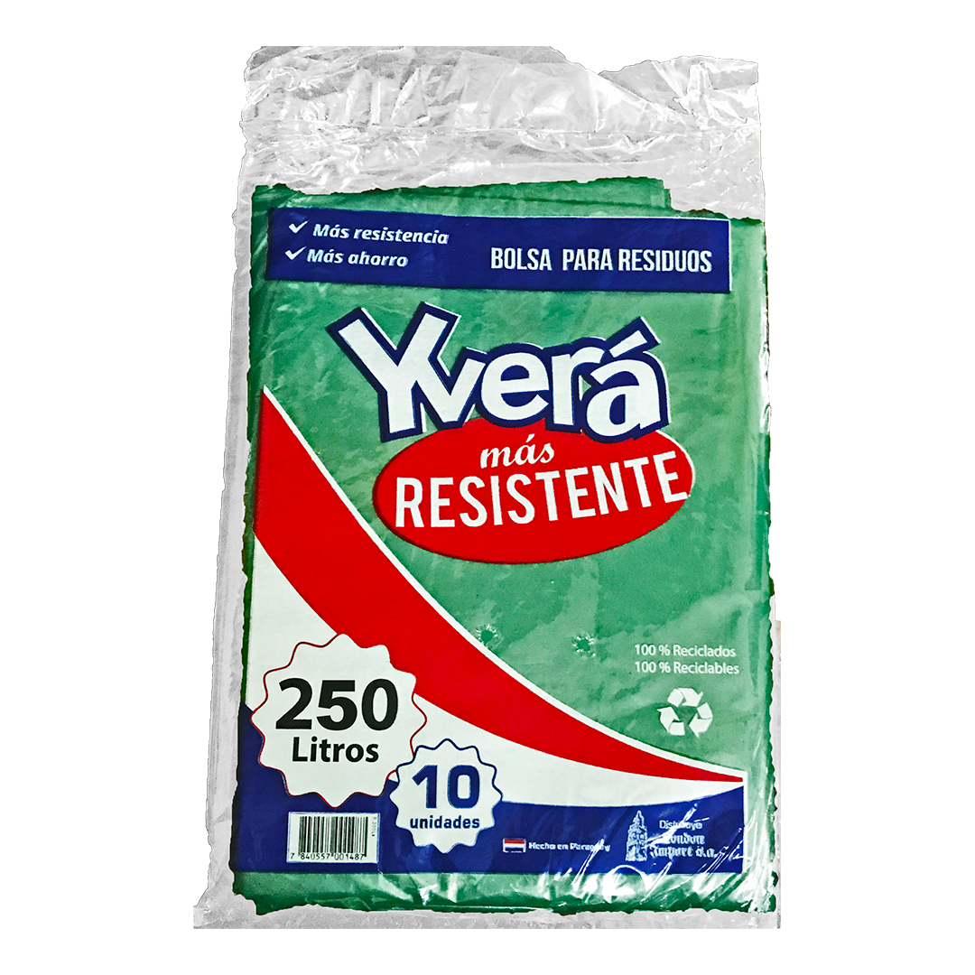 Yvera Bolsa Resistente Verde 250Lt 10 Unidades