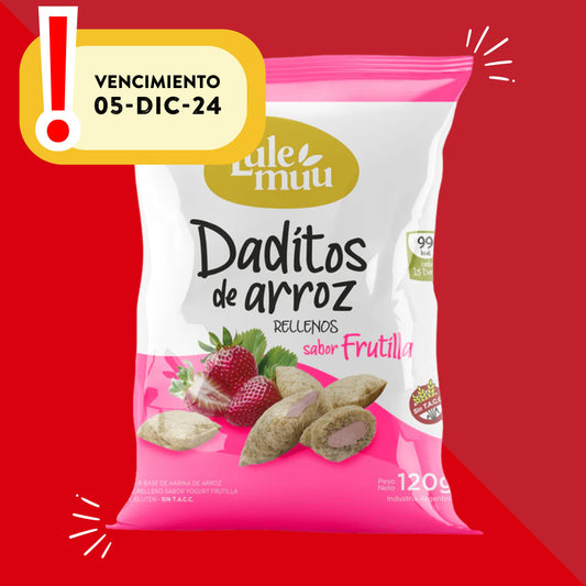 Daditos de Arroz rellenos sabor Frutilla 120 Grs