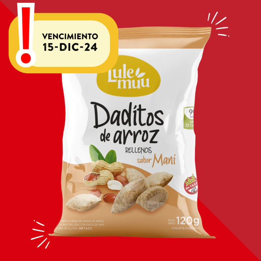 Daditos de Arroz rellenos de Maní Lulemuu 120 Grs