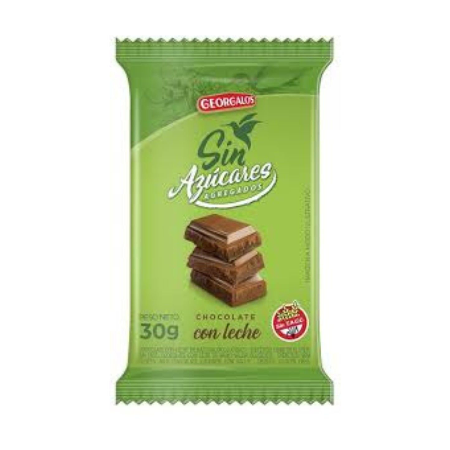 Georgalos Chocolate Con Leche Sin Azucar 30Gr - Display x12 Unidades