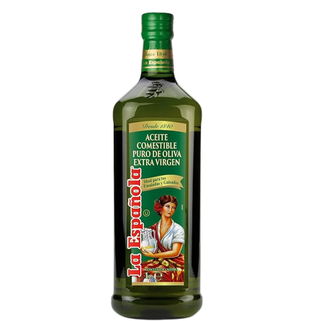 Aceite de Oliva La Española Extra Virgen Botella De Vidrio 1L